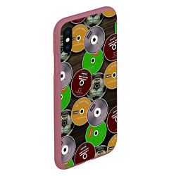 Чехол iPhone XS Max матовый Диски группы OASIS, цвет: 3D-малиновый — фото 2