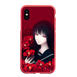 Чехол iPhone XS Max матовый Anime Camellia Аниме Красная Камелия, цвет: 3D-красный