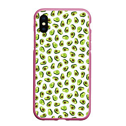 Чехол iPhone XS Max матовый Смешное авокадо на белом фоне, цвет: 3D-малиновый