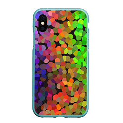 Чехол iPhone XS Max матовый Яркая палитра красок - блики, цвет: 3D-мятный