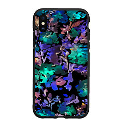 Чехол iPhone XS Max матовый Floral pattern Summer night Fashion trend 2025, цвет: 3D-черный