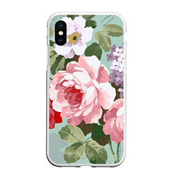 Чехол iPhone XS Max матовый Букет роз Лето, цвет: 3D-белый