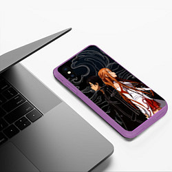 Чехол iPhone XS Max матовый Кирито и Асуна - Sword Art Online, цвет: 3D-фиолетовый — фото 2