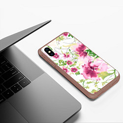 Чехол iPhone XS Max матовый Полевые цветы Акварель Лето, цвет: 3D-коричневый — фото 2
