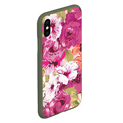 Чехол iPhone XS Max матовый Красочный цветочный паттерн Лето Fashion trend 202, цвет: 3D-темно-зеленый — фото 2