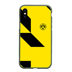 Чехол iPhone XS Max матовый Фк боруссия - fc borussia logo, цвет: 3D-темно-зеленый