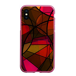 Чехол iPhone XS Max матовый Абстрактный узор в оранжево-красных тонах, цвет: 3D-малиновый