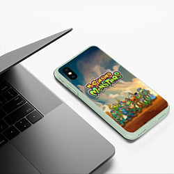 Чехол iPhone XS Max матовый My singing monsters САХАСЕМЬЯ, цвет: 3D-салатовый — фото 2