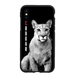 Чехол iPhone XS Max матовый Cougar - wild cat, цвет: 3D-черный