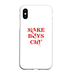 Чехол iPhone XS Max матовый Make boys cry дизайн с красным текстом, цвет: 3D-белый