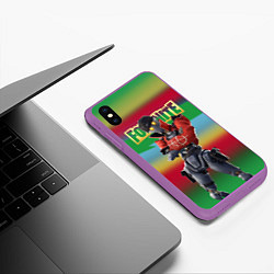 Чехол iPhone XS Max матовый Fortnite Revolt Винтик - реально кульный чувак, цвет: 3D-фиолетовый — фото 2