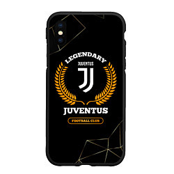 Чехол iPhone XS Max матовый Лого Juventus и надпись Legendary Football Club на, цвет: 3D-черный