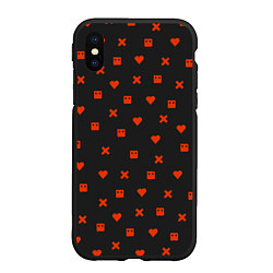 Чехол iPhone XS Max матовый Love Death and Robots red pattern