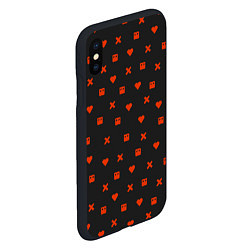 Чехол iPhone XS Max матовый Love Death and Robots red pattern, цвет: 3D-черный — фото 2