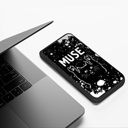 Чехол iPhone XS Max матовый Группа Muse и Рок Кот, цвет: 3D-черный — фото 2