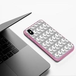 Чехол iPhone XS Max матовый Art deco white background, цвет: 3D-розовый — фото 2