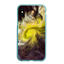 Чехол iPhone XS Max матовый Неоновые краски - Жёлтый, цвет: 3D-мятный