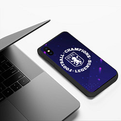 Чехол iPhone XS Max матовый Символ Aston Villa и круглая надпись Football Lege, цвет: 3D-черный — фото 2