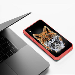 Чехол iPhone XS Max матовый Красивая лисица, цвет: 3D-красный — фото 2