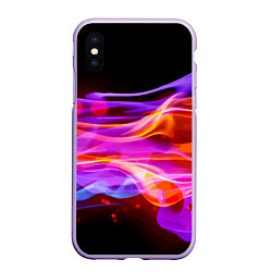 Чехол iPhone XS Max матовый Abstract colorful waves, цвет: 3D-светло-сиреневый