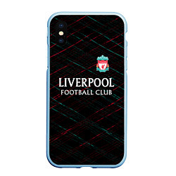 Чехол iPhone XS Max матовый Liverpool ливерпуль чёрточки, цвет: 3D-голубой