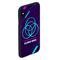 Чехол iPhone XS Max матовый Символ Elden Ring в неоновых цветах на темном фоне, цвет: 3D-черный — фото 2