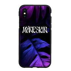 Чехол iPhone XS Max матовый Maneskin Neon Monstera, цвет: 3D-черный