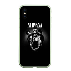 Чехол iPhone XS Max матовый Nirvana рок-группа, цвет: 3D-салатовый