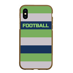 Чехол iPhone XS Max матовый Цветные полосы текст футбол Text football colored, цвет: 3D-коричневый