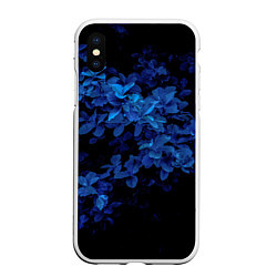 Чехол iPhone XS Max матовый BLUE FLOWERS Синие цветы
