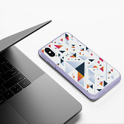 Чехол iPhone XS Max матовый Абстрактные Треугольные Формы, цвет: 3D-светло-сиреневый — фото 2