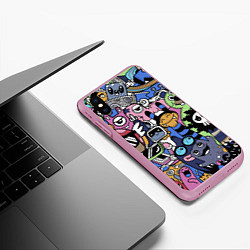 Чехол iPhone XS Max матовый Милые и веселые монстры, цвет: 3D-розовый — фото 2