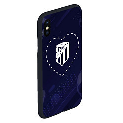 Чехол iPhone XS Max матовый Лого Atletico Madrid в сердечке на фоне мячей, цвет: 3D-черный — фото 2