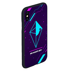 Чехол iPhone XS Max матовый Символ No Mans Sky в неоновых цветах на темном фон, цвет: 3D-черный — фото 2