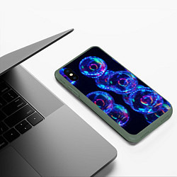 Чехол iPhone XS Max матовый Неоновые сюрреалистичные пузыри - Синий, цвет: 3D-темно-зеленый — фото 2
