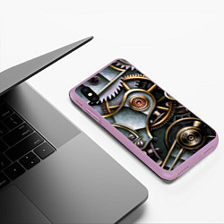 Чехол iPhone XS Max матовый Механизм из шестерёнок в стиле Стимпанк, цвет: 3D-сиреневый — фото 2