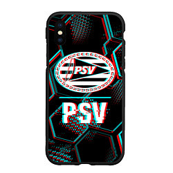 Чехол iPhone XS Max матовый PSV FC в стиле Glitch на темном фоне