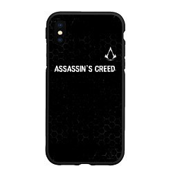 Чехол iPhone XS Max матовый Assassins Creed Glitch на темном фоне, цвет: 3D-черный