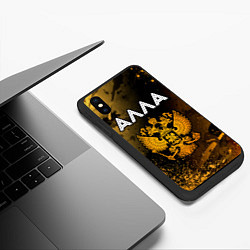 Чехол iPhone XS Max матовый Имя Алла и зологой герб РФ, цвет: 3D-черный — фото 2