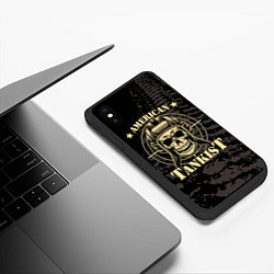 Чехол iPhone XS Max матовый American tankist Skull in the headset, цвет: 3D-черный — фото 2