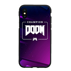 Чехол iPhone XS Max матовый Doom Gaming Champion: рамка с лого и джойстиком на