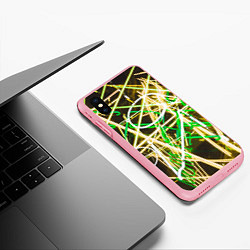 Чехол iPhone XS Max матовый Неоновые хаотичные линии и буквы - Жёлтый, цвет: 3D-баблгам — фото 2