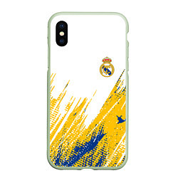 Чехол iPhone XS Max матовый Real madrid краска, цвет: 3D-салатовый