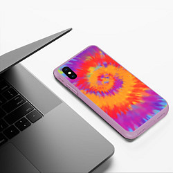 Чехол iPhone XS Max матовый Тай дай в радуге, цвет: 3D-сиреневый — фото 2