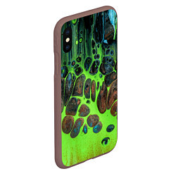 Чехол iPhone XS Max матовый Неоновый песок и камни - Зелёный, цвет: 3D-коричневый — фото 2