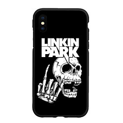 Чехол iPhone XS Max матовый Linkin Park Череп, цвет: 3D-черный