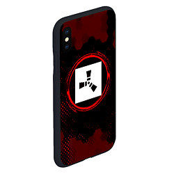 Чехол iPhone XS Max матовый Символ Rust и краска вокруг на темном фоне, цвет: 3D-черный — фото 2