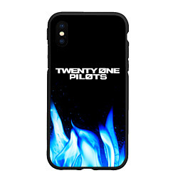 Чехол iPhone XS Max матовый Twenty One Pilots Blue Fire, цвет: 3D-черный