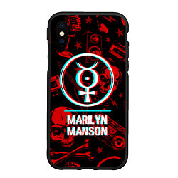 Чехол iPhone XS Max матовый Marilyn Manson Rock Glitch
