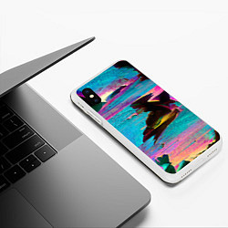 Чехол iPhone XS Max матовый Multicolored vanguard glitch, цвет: 3D-белый — фото 2